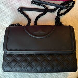 Tory Burch Fleming Matte Convertible Bag- Black Large